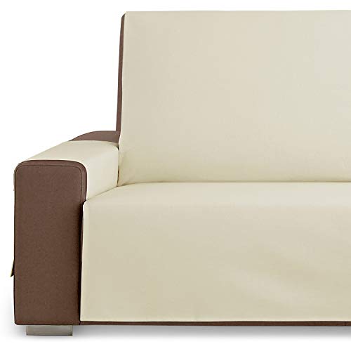 Vipalia Protector Funda Sofa. Cubresofa. Loneta Lisa. Reversible Comodo Practico Resistente Limpio. Algodón Ecologico. Facil Montaje. Calidad Diseño Royale. Color Beige. 4 Plazas