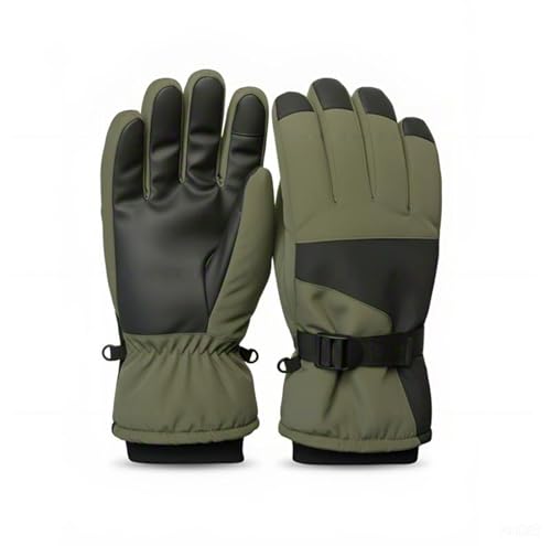 Mens and Womens Waterproof Winter Snow Gloves, -4°F Extreme Cold Thermal Ski Gloves with Fleece Lining, Army Green & Black Insulated Gloves for Skiing, Snowmobiling, Shoveling & Outdoor Sports