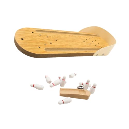 Bolos de escritorio de madera con rampa de lanzamiento ajustable UPKOCH