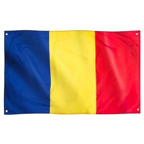 Runesol Drapeau Roumanie, 91x152cm, 3ft x 5ft, 4 Anneaux, Oeillet dans chaque coin, Drapeau Roumain, Steagul României, Premium, Extérieur, Synaxe de Saint Jean Baptiste, Martisor