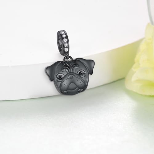 Pug Gifts for Pug Lovers 925 Sterling Silver Black Pug Charms Pug Gifts Black Pug Gifts for Women Pug Lovers Dog Lovers3