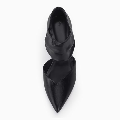 Image of Coutgo Womens Low Kitten Heel Dress Shoes Pointed Toe Slip on Ankle Strap Cutout Elegant Party Wedding Pumps