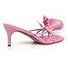 MissHeel Flower Heels for Women Pink Slip On Strappy Heel Backless High-Heel with Flowers Sandals 2.3 inch Mules Floral Shoes Size 6