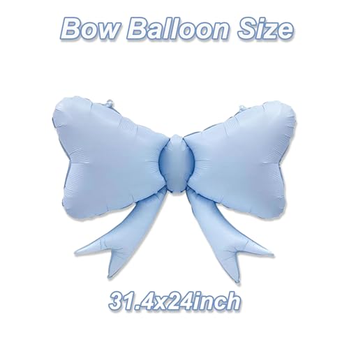 Image of 4 Pcs Large Bow Balloons, Blue Bow Balloon Coquette Balloons for Blue Bow Party Decorations Coquette Birthday Decorations