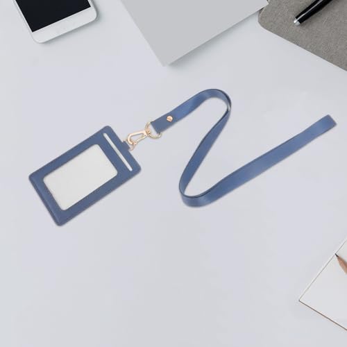 Porta tarjeta de identificación azul para doctores y trabajadores con cordón seguro 5