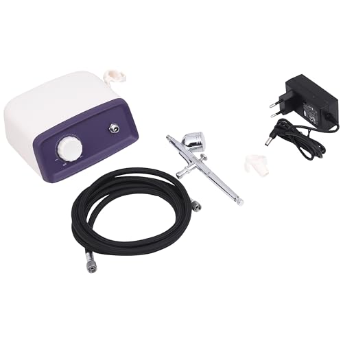 Image of Khaitan Mini Airbrush Kit With Auto Stop Compressor & Air Regulator Dual Action Airbrush (Pen Gun) for Cake Decoration,Make Up,Nails Design,Tattoo,Model Painting Airbrush ABK-70
