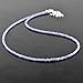 QNAVIC Natural Blue Tanzanite Gemstone Micro Round Beads Dainty Choker Necklace Handmade Jewelry for Women Healing Chakra Crystals December Birthstone Birthday Gift for Her Silver Plated Chain 18