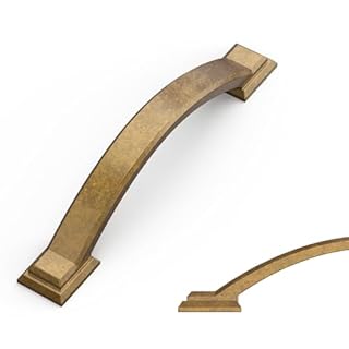 Amerdeco 10 Pack Antique Brass Cabinet Pulls, 3.75 Inch (96mm) Hole Center, Zinc Alloy - Drawer Handles for Kitchen & Bathroom, AM035