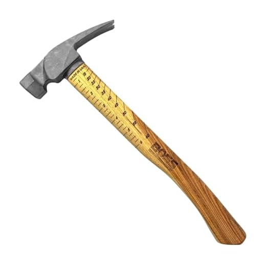 Boss Hammer Construction Grade Titanium Hammer with Tough Tennessee Hickory Handle - 14 oz, Framing Square, Rip Claw Design, Smooth Faced - BH14TIHI18S