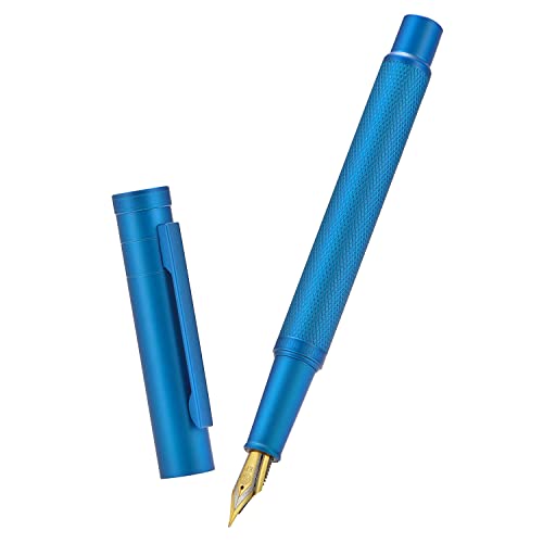 Image of Asvine Blue Forest Fountain Pen Extra Fine Nib, Classic Design with Converter and Metal Pen Case, The Light of Hope Serise