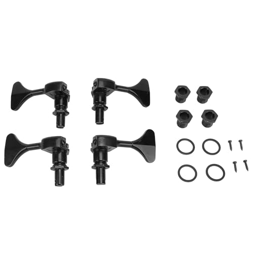 4PCS 2L2R Guitar Tuning Pegs, 20:1 Gear Ratio Tuning Keys Zinc Alloy Tuner Pegs Replacement for 4 String Jazz Bass Guitar, Black