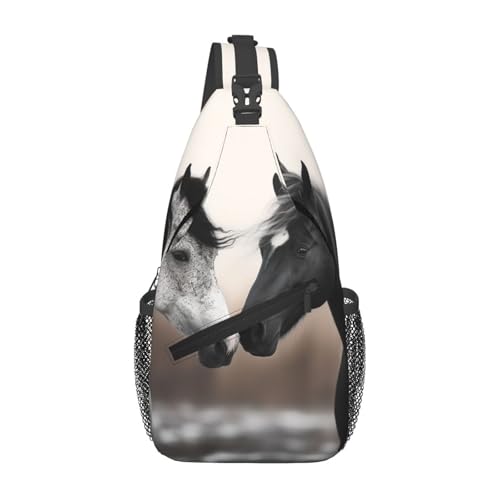 Bolso cruzado negro y blanco para pecho para hombre y mujer