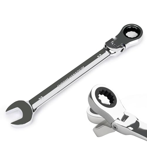 Image of Egofine 22mm Ratchet Wrench Flex Head, Ratcheting Combination Wrench Metric, Industrial Grade Gear Spanner with 12 Point Box End, 72-Teeth Ratchet, Chrome Vanadium Steel