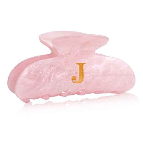 Image of Initial Cute Hair Clips - Pink Letter Elegant Hair Claw Clips, Fashion Glitter Claw Clips Durable Hair Clips, Wedding Gift, Bridesmaid Gifts, Birthday Gifts, Christmas Gift, Letter J