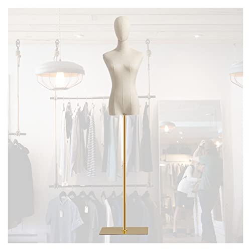 pujindu Mannequin Couture Femme, Mannequin De Vitrine Torse Mannequins Buste pour Affichage Robe Vêtements, Manequin Reglable Hauteur 140-190cm, 2 Modèles (Couleur : Gold, Taille : Head) Cover