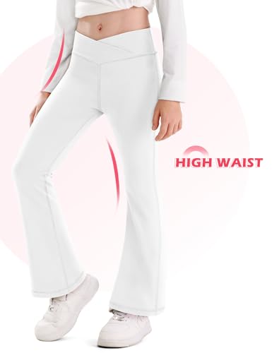 Girl's Leggings Flare Yoga Pants High Waisted Toddler Kids Youth Elastic Soft Bootcut Pants Solid Color2