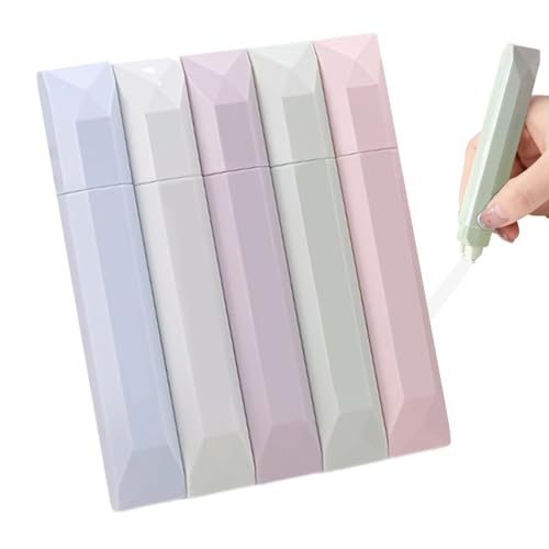 Cinta correctora - Suave y limpia al instante, silenciosa, 5 piezas, cinta correctiva para borrar para suministros escolares, para colegio, escuela primaria, oficina, escuela secundaria, niños, para