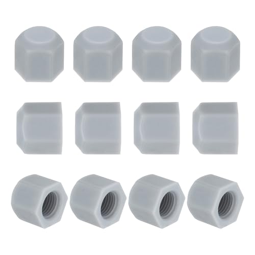 PATIKIL 1/4' Tapa de Plástico, Rosca Hembra 7/16-20UNF 12 Piezas Tapón de Válvula de Ajuste de Tubo de 45 Grados Sae para Tubería de Aire Acondicionado Línea de Gas Hidráulico, Gris