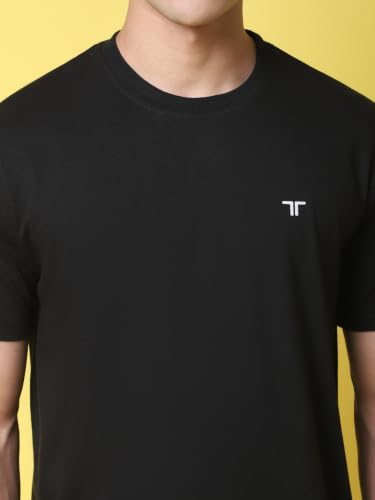 Image of Pinkmint Men's Cotton Blend T-Shirt ll Soild Round Neck T-Shirt ll Stylish Half Sleeve T-Shirt's (Pack of 1)