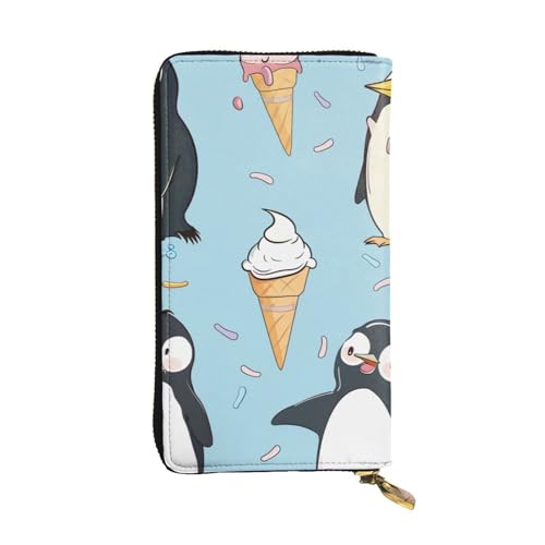 Cute Penguins Printed Long Wallet for Women Men Cute PU Leather Wallet with Coin Purse and Credit Card Holder