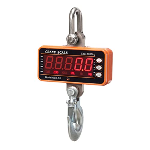 LJFDDY Digitale Kranwaage 1000kg / 2200LB Industrielle Hochleistungs-Hängende Skala Tragbare Elektronische Wäschkran-Skala 5-stellig LED Anzeige (Color : Orange, Size : 1000KG/500G) Cover