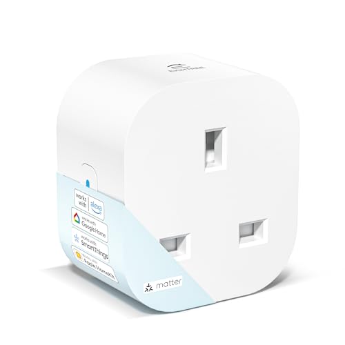 EIGHTREE Matter Smart Plug with Energy Monitoring, Mini WiFi Plug Works With Apple HomeKit, Alexa, Google Home, SmartThings, Remote Control, Timer & Schedule Function, 2.4Ghz Wi-Fi Only, 13A, 1 Packs