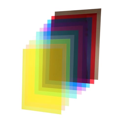 Mikikit Celofán de Colores Transparente A4 10 Hojas Pvc para Manualidades y Decoración, Película Resistente para Envolver Regalos, Papel Encerado Multicolor para Proyectos Creativos