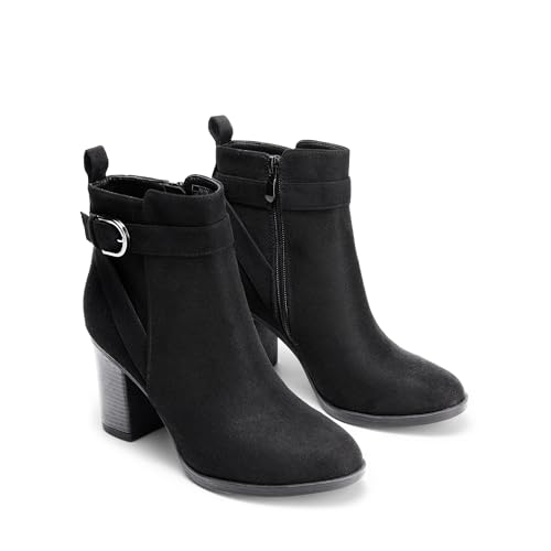 DREAM PAIRS Women's Chunky High Heel Ankle Boots Round Toe Fall Short Booties Shoes4