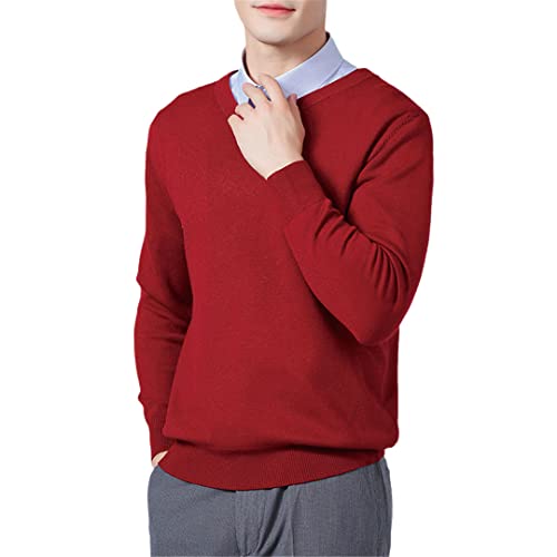 Vogrtcc Maglione Uomo in Miscela Cashmere, Scollo A V, Pullover