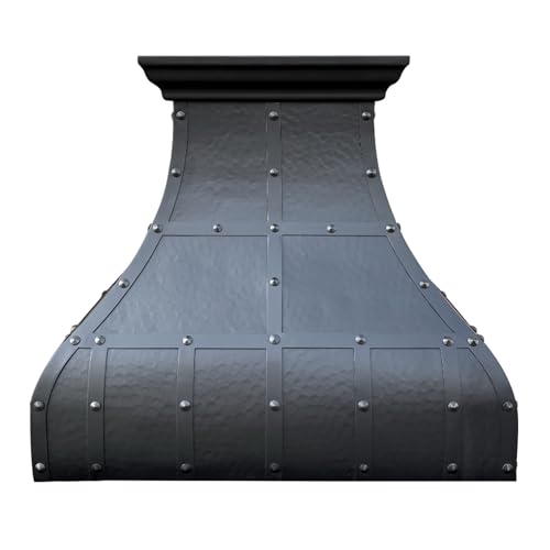 Image of SINDA Hand-Hammered Copper Vent Hood Comes with SUS304 Professional Range Hood Insert, Wall Mount, Light Hammered-Oil Rubbed Bronze, 30 inchW x 27 inchH, H13TRLOW3027 (In Stock)