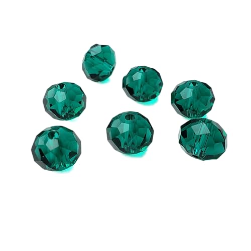Image of 8mm Rondelle Emerald Green Glass Beads for Jewelry Making, 300pcs Faceted Briolette Crytal Spacer Beads for Bracelet Necklace Earring