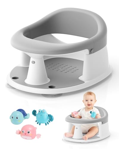 Baby Bath Seat for Babies 6 Months & Up, Bath Seats for Babies Sitting Up, 3 Baby Bath Toys, Open Design, Non-Slip, Compact Toddler Bath Seat.
