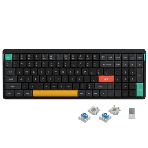 Image of nuphy Air96 V2 Wireless Mechanical Keyboard,100 Keys RGB Backlit Keyboard,Supports Bluetooth 5.1,2.4G and Wired Connection,for PC /Laptop /Windows /Mac -Black Gateron Blue Switch