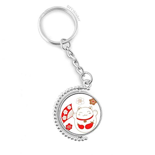 Porte-clés rotatif en cuivre motif chat de la fortune japonais pour clés de maison