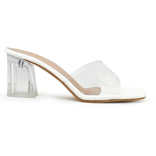 Image of WFS Women's Transparent Strap 2.5 Inch Block Heel Sandal