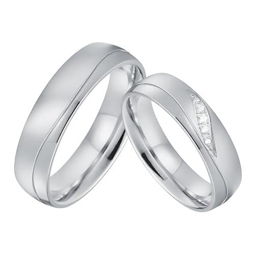 Customized His & Hers Natural Diamonds Wedding Rings sets, s925 Silver/10K/14K/18K Gold Moissanite Couple Engagement Rings, 2Pcs Matching Promise Band Free Engraving for Anniversary3