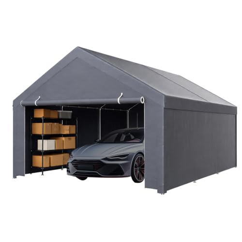 Eikuavons Garagenzelt Carport 4×6 m Wasserdicht PE-Plane, Grau