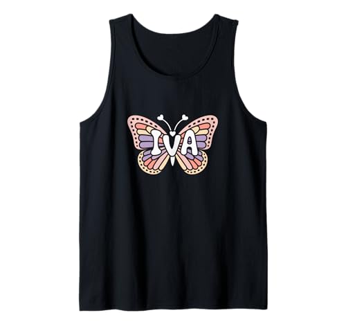 IVA Butterfly - Arte de Palabras con Nombre Personalizado Camiseta sin Mangas