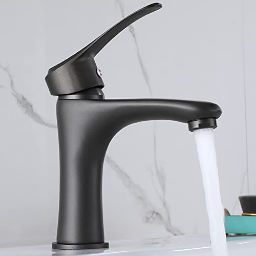 Grifo de baño negro de 1 orificio con acabado gris oscuro mate Monomando 3