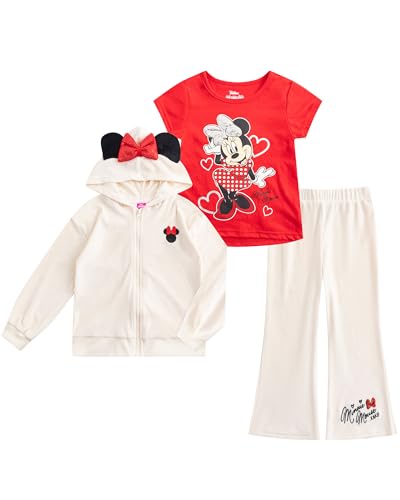 Image of Disney Lilo & Stitch Girls Velour Zip Up Hoodie, T-Shirt, and Flared Pants Set for Big Kids