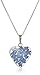 Sterling Silver Blue Pressed Flower Heart Pendant Necklace, 16