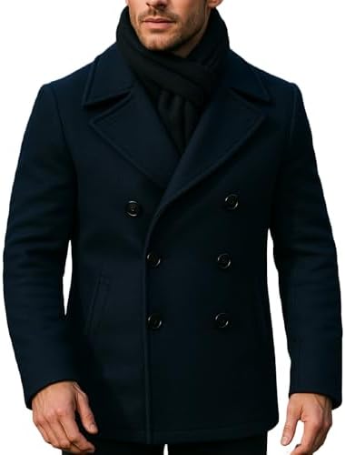 Leather Jacketz Men's Ethan Hunt Dark Navy Blue Pea Wool Coat