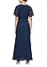 S.L. Fashions Women's Long V-Neck Flutter Sleeve A-Line Dress, Navy, 18