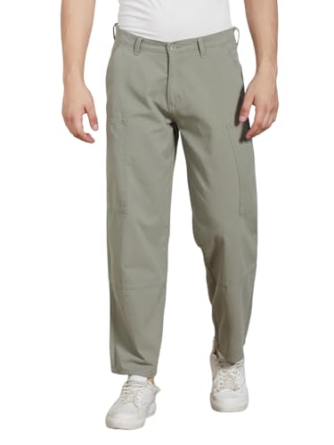 Image of Dennis Lingo Men Cotton Lycra Solid Stretchable Cargo Trousers