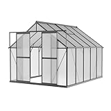 8x10 FT Polycarbonate Greenhouse, 6FT Added Wall Height Green House, 2 Vent Windows Aluminum Greenhouses for Outdoors Heavy Duty, Walk-in Backyard Greenhouse Shed, Black