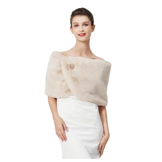 BEAUTELICATE Chal Estola de Pelo Mujer Boleros para Invierno Fiesta Novia Bodas (Champaña)