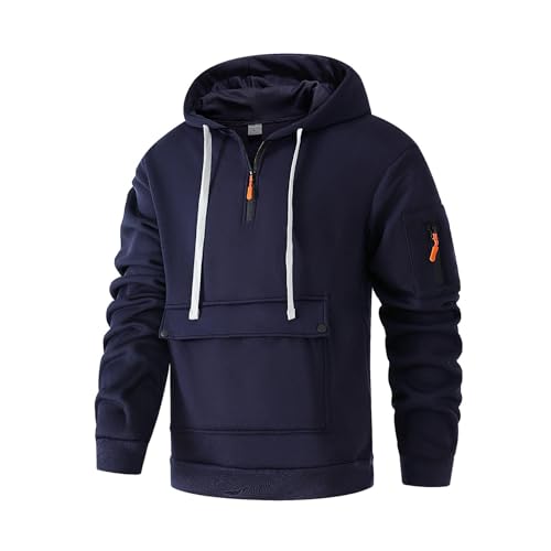 Men's Big and Tall Hoodies Casual Long Sleeve Fleece Hooded Drawstring Quater Zip Pullover Sweatshirt With Pockets2