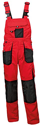 Stenso Emerton® - Pantalones con Peto de Trabajo para Hombre - Resistentes - Rojo/Negro - 46