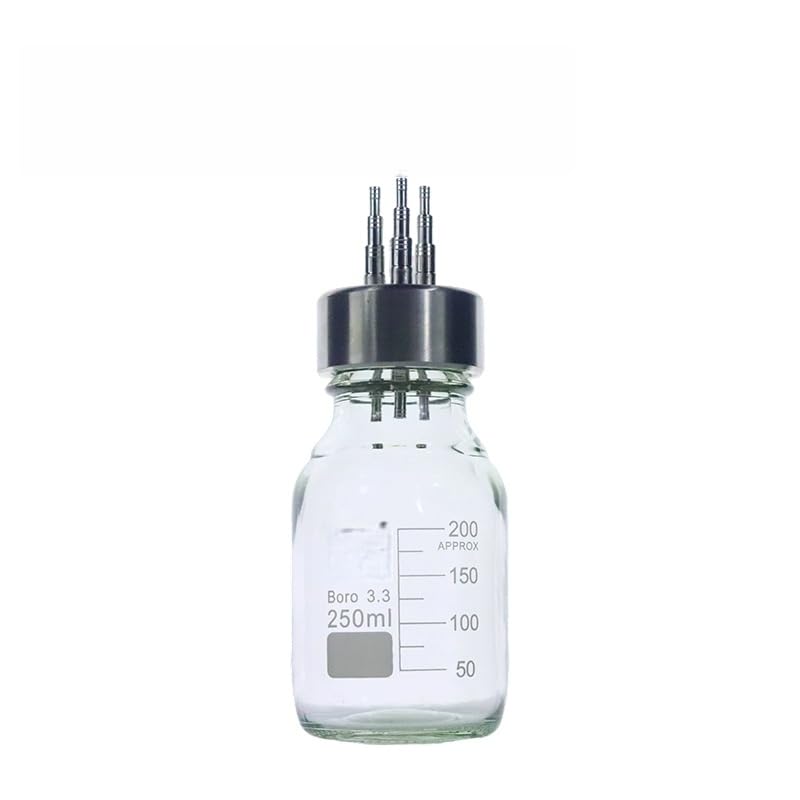 Tapa de botella GL45, acero inoxidable for botellas de reactivo de fase móvil, 1 unidad(4-Port)