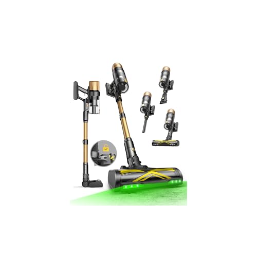 Ultenic Aspiradora Escoba sin Cable 50Kpa 65Min, Aspirador Vertical Autoportante con Luz LED, 6 Filtros HEPA, Anti-Enredos, para Pelo de Mascotas, Suelo Duro y Alfombras